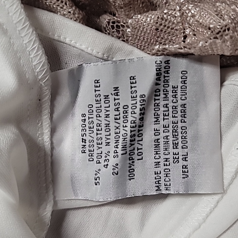 DONATED Nightway Collections One Shoulder Beige Champagne Glitter - Picture 9 of 10